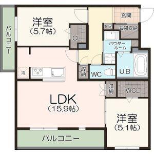 ヴェルデフォレスタ木曽川(2LDK/3階)の間取り写真
