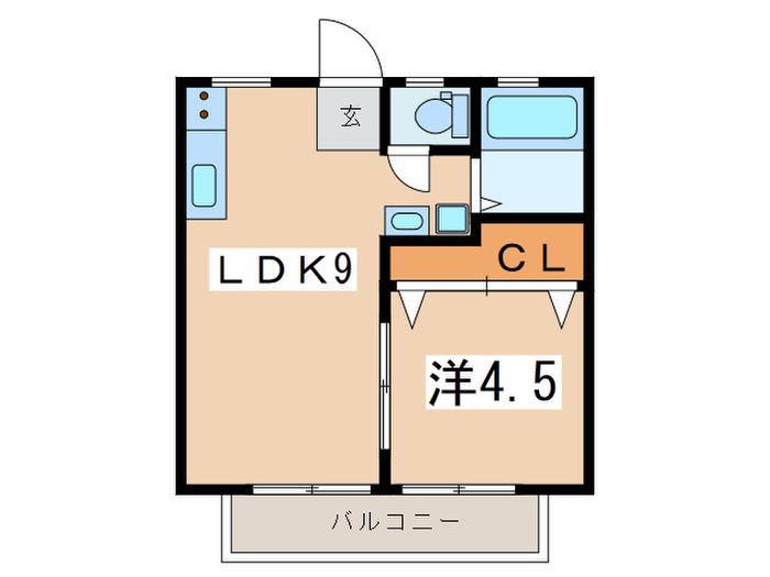 ツインピ-クスハイツA棟(1LDK/2階)の間取り写真
