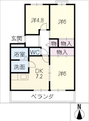 パティエール若草(3DK/2階)の間取り写真