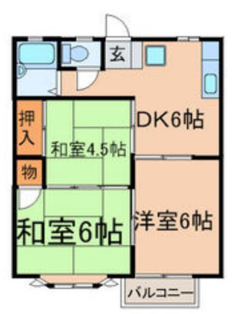 ベルカーサ(3DK/1階)の間取り写真