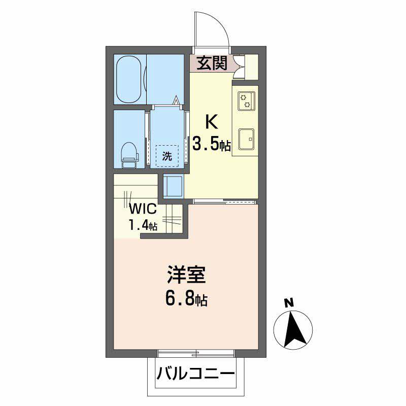 プリーマK(1K/2階)の間取り写真