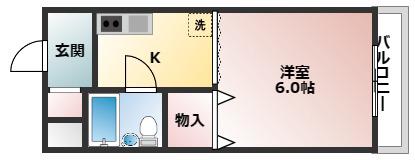 オレンジハイツ(1K/2階)の間取り写真