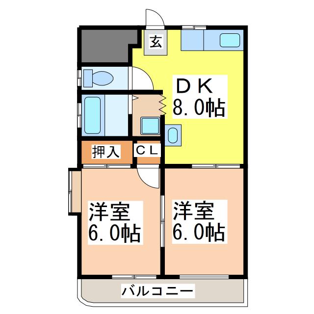 センターパークハイツ(2DK/3階)の間取り写真