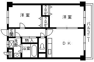グリーンコート力(2DK/1階)の間取り写真