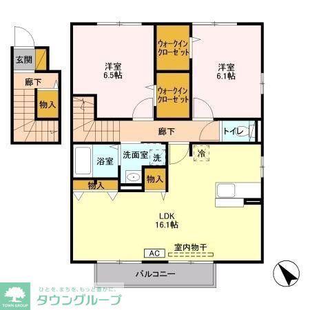 サントビーサウスヒルB棟(2LDK/2階)の間取り写真