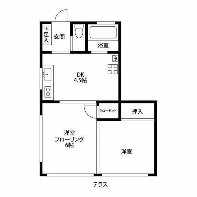 コーポ弥生(2DK/1階)の間取り写真