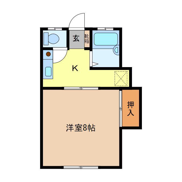上松ハウスB(1K/1階)の間取り写真