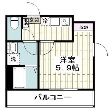 ビリーヴヒル弐番舘(1K/2階)の間取り写真