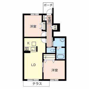 ソレイユ高浜(2LDK/1階)の間取り写真