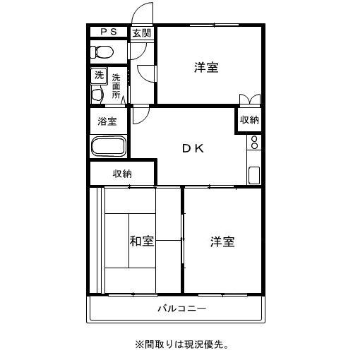 サンライズ清武(3DK/5階)の間取り写真