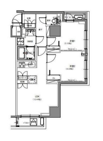 S-RESIDENCE両国緑(2LDK/9階)の間取り写真