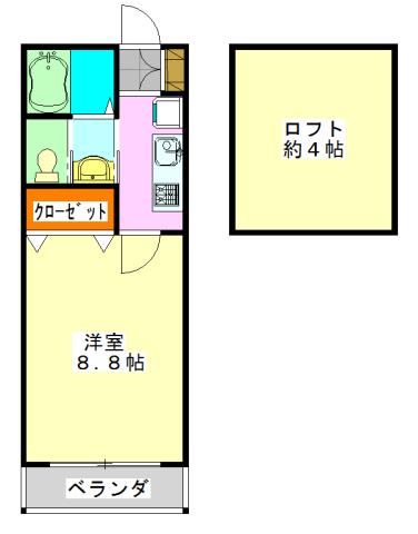 パルテール(1K/2階)の間取り写真