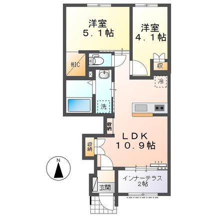 焼津市石津アパート(2LDK/1階)の間取り写真