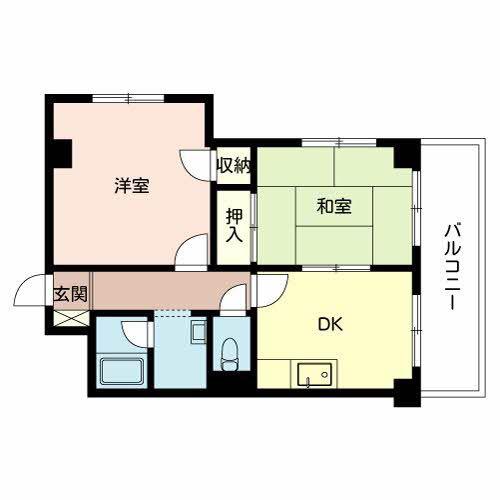 グロウブ東翠園(2DK/3階)の間取り写真