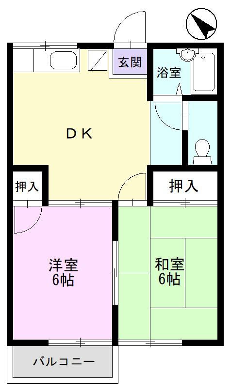 グリーンハイツ坂本(2DK/2階)の間取り写真