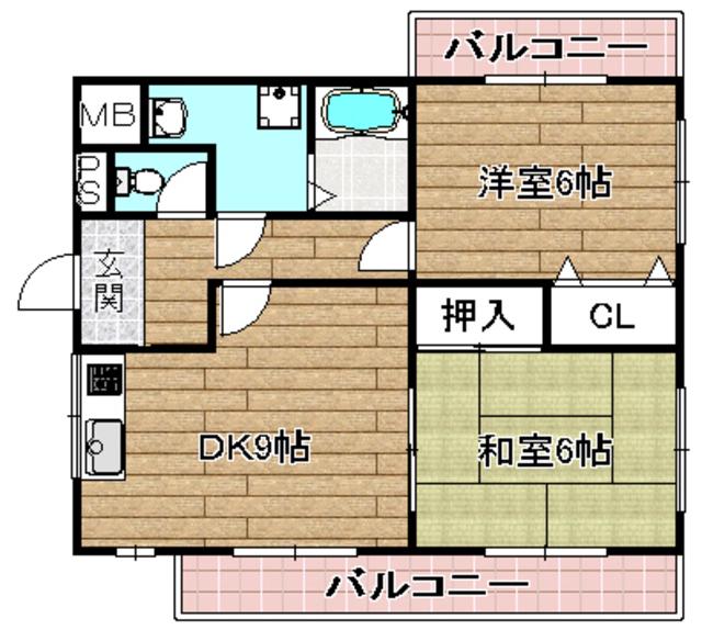 グランドメゾン(2LDK/2階)の間取り写真