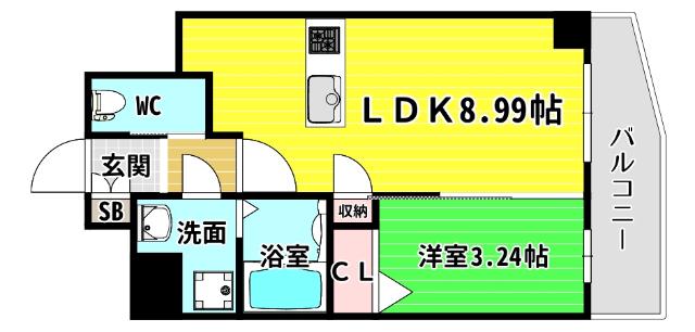 ARTIZA西長堀(1LDK/8階)の間取り写真