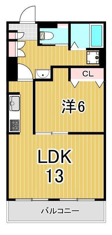 和宏ハイツ(1LDK/2階)の間取り写真