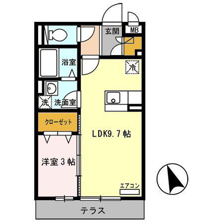 シャトレ 清風(1LDK/3階)の間取り写真