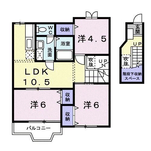シャンドフルール(3LDK/2階)の間取り写真