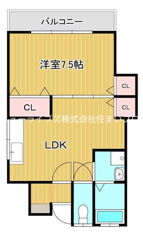 フロンティアフィールドリバーサイド(1LDK/2階)の間取り写真