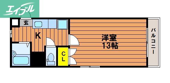 フォレスト東古松(1K/6階)の間取り写真