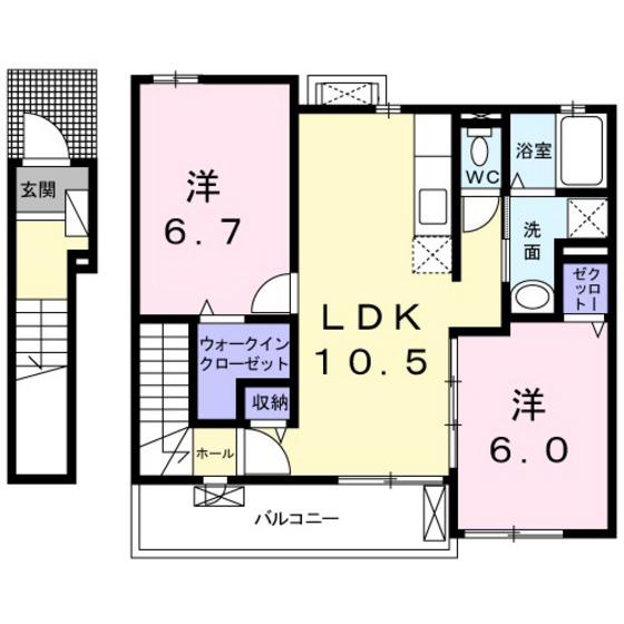 サン フィオーレII(2LDK/2階)の間取り写真