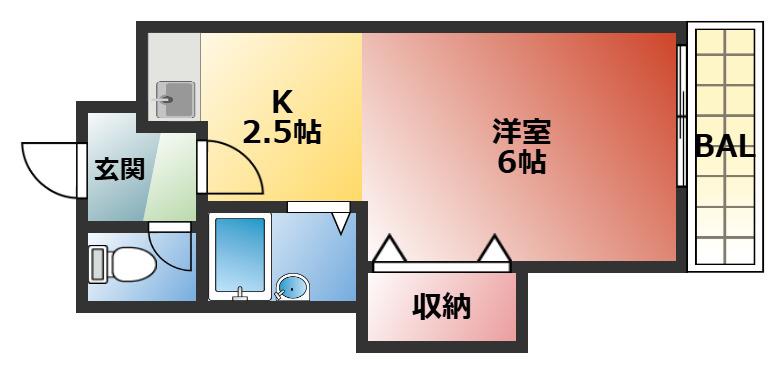 リバーサイド瓢箪山(1K/3階)の間取り写真