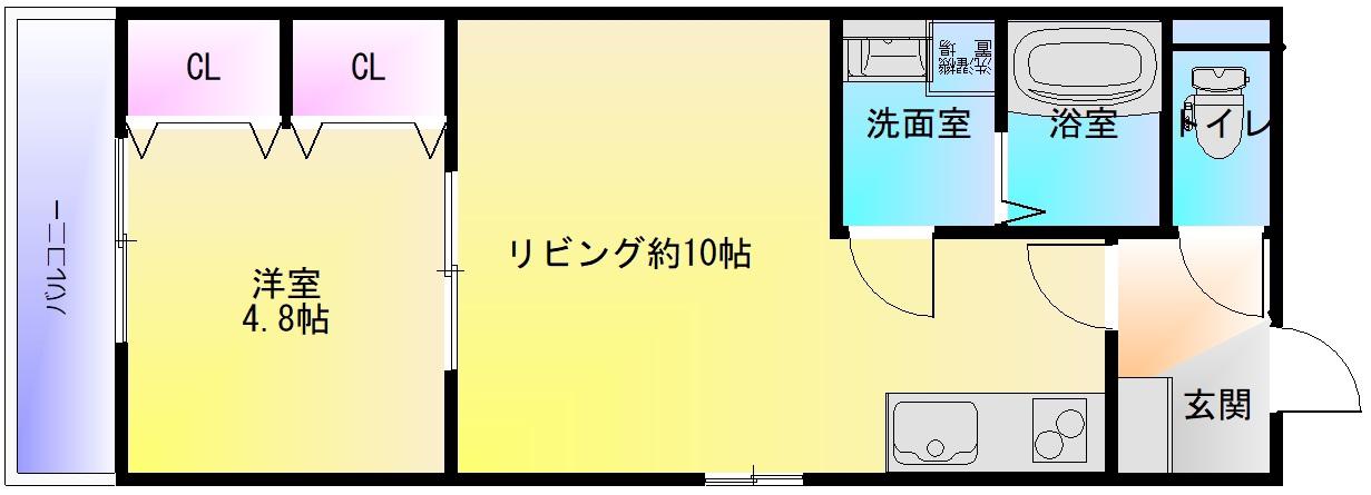 バッジ トモイ エスト4(1LDK/1階)の間取り写真
