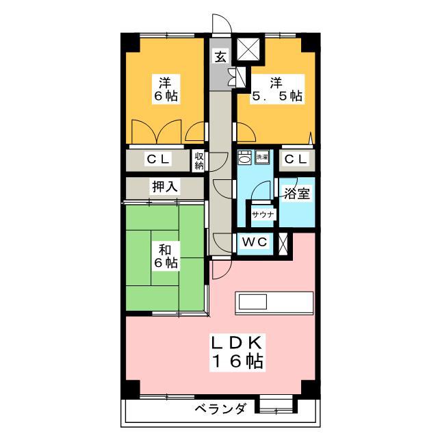 キャッスル北の台(3LDK/2階)の間取り写真