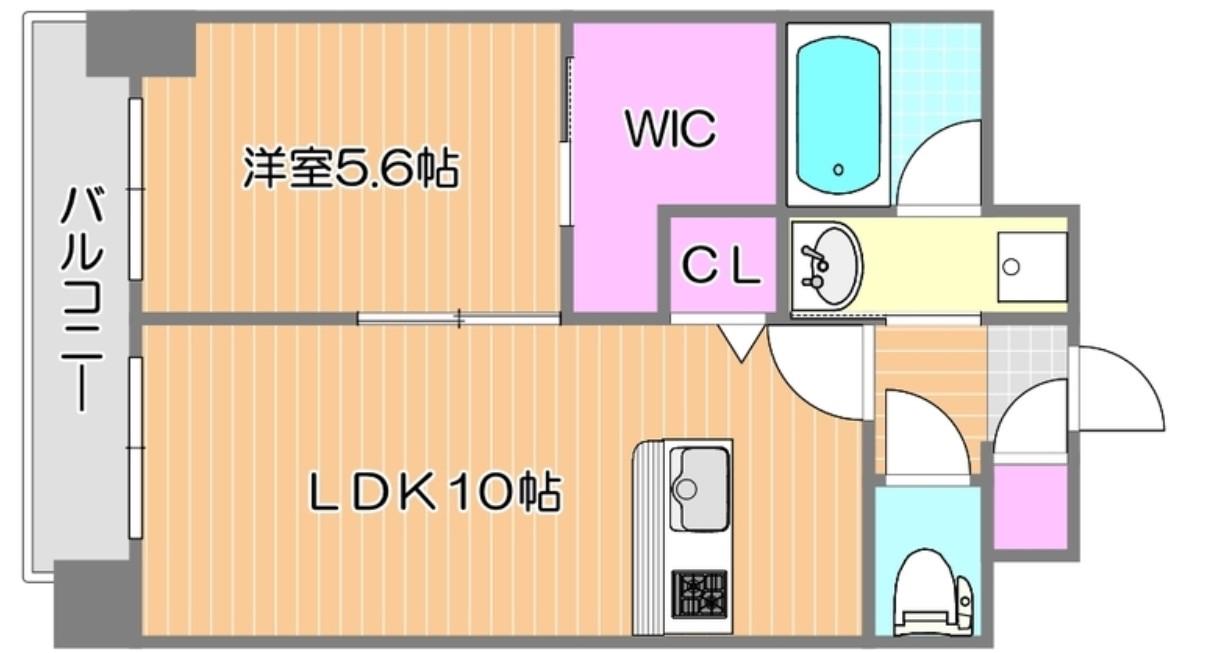 N・0医大南(1LDK/6階)の間取り写真