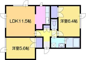 クレアクレスト(2LDK/1階)の間取り写真