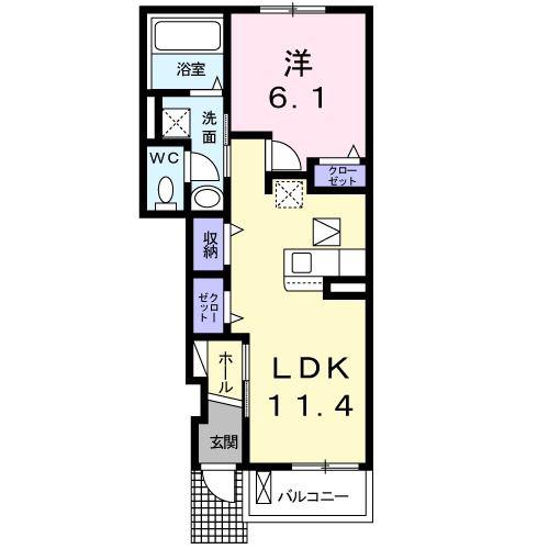 エスペランサ中仁野IV(1LDK/1階)の間取り写真