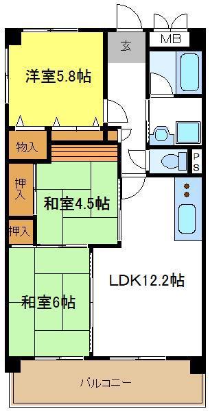 パストラル長原(3LDK/2階)の間取り写真