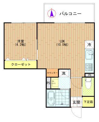 アリーチェ亀戸(1LDK/1階)の間取り写真