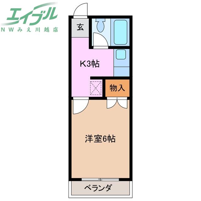 コーポパーシモン(1K/3階)の間取り写真