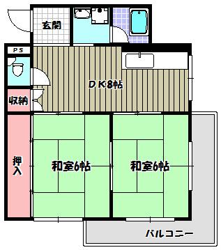 プレアール藤沢台(2DK/2階)の間取り写真
