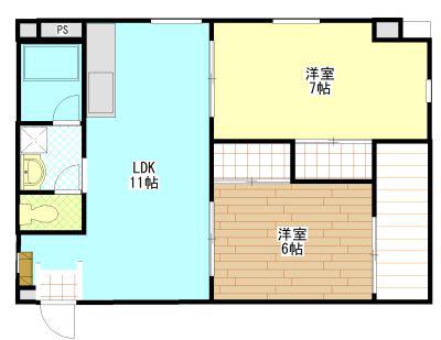 熊野ビル(2LDK/4階)の間取り写真