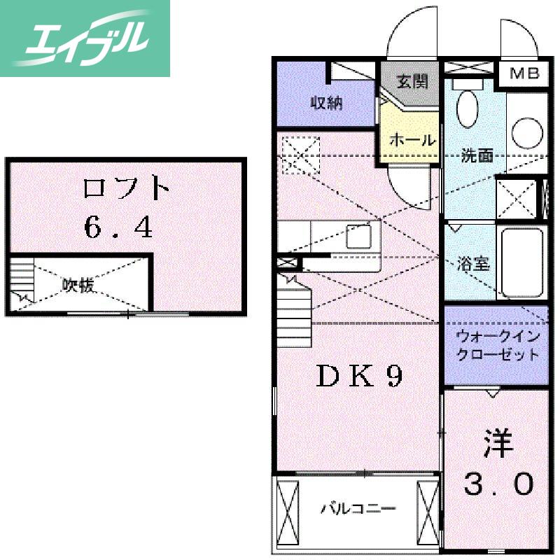 カーサ・スウィート(1LDK/2階)の間取り写真