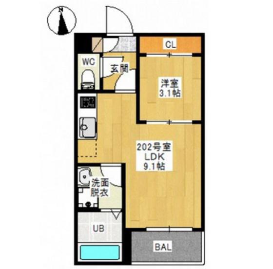 REGALEST 青江(1LDK/2階)の間取り写真