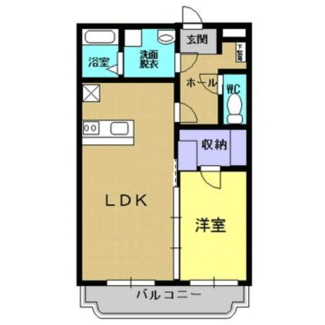 ルミエール白梅(1LDK/2階)の間取り写真