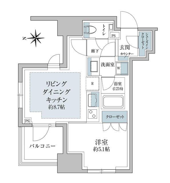 リビオレゾン三田(1LDK/7階)の間取り写真