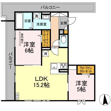 メゾン ド ネージュ東戸塚(2LDK/2階)の間取り写真