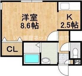 アンダーズ苫小牧栄町(1K/2階)の間取り写真