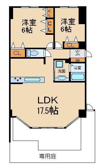 ガーデン楠葉(2LDK/1階)の間取り写真