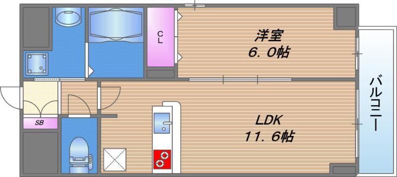 AVENIR 新深江(1LDK/10階)の間取り写真