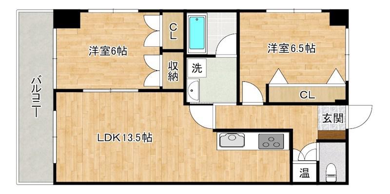 カームネス長谷(2LDK/4階)の間取り写真