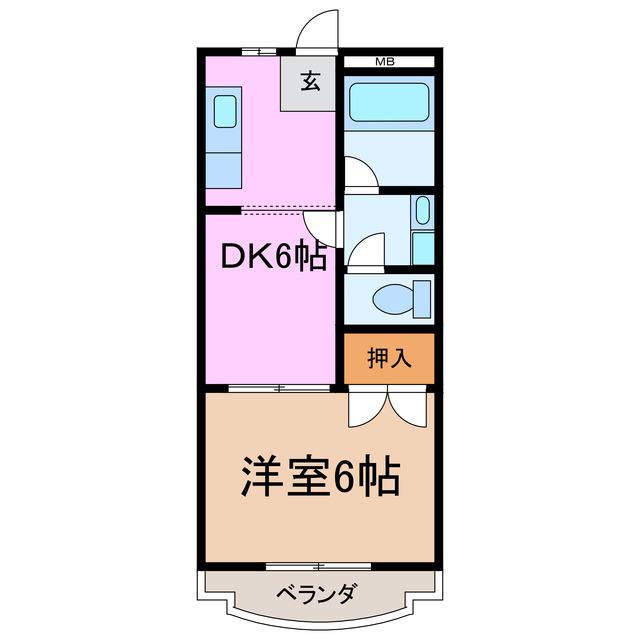 フォレストII(1DK/2階)の間取り写真
