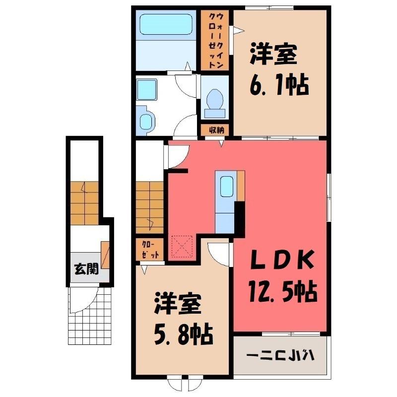 フォルテ.S.S(2LDK/2階)の間取り写真