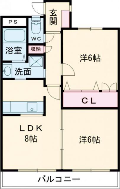 PRINCE COURT(2LDK/6階)の間取り写真